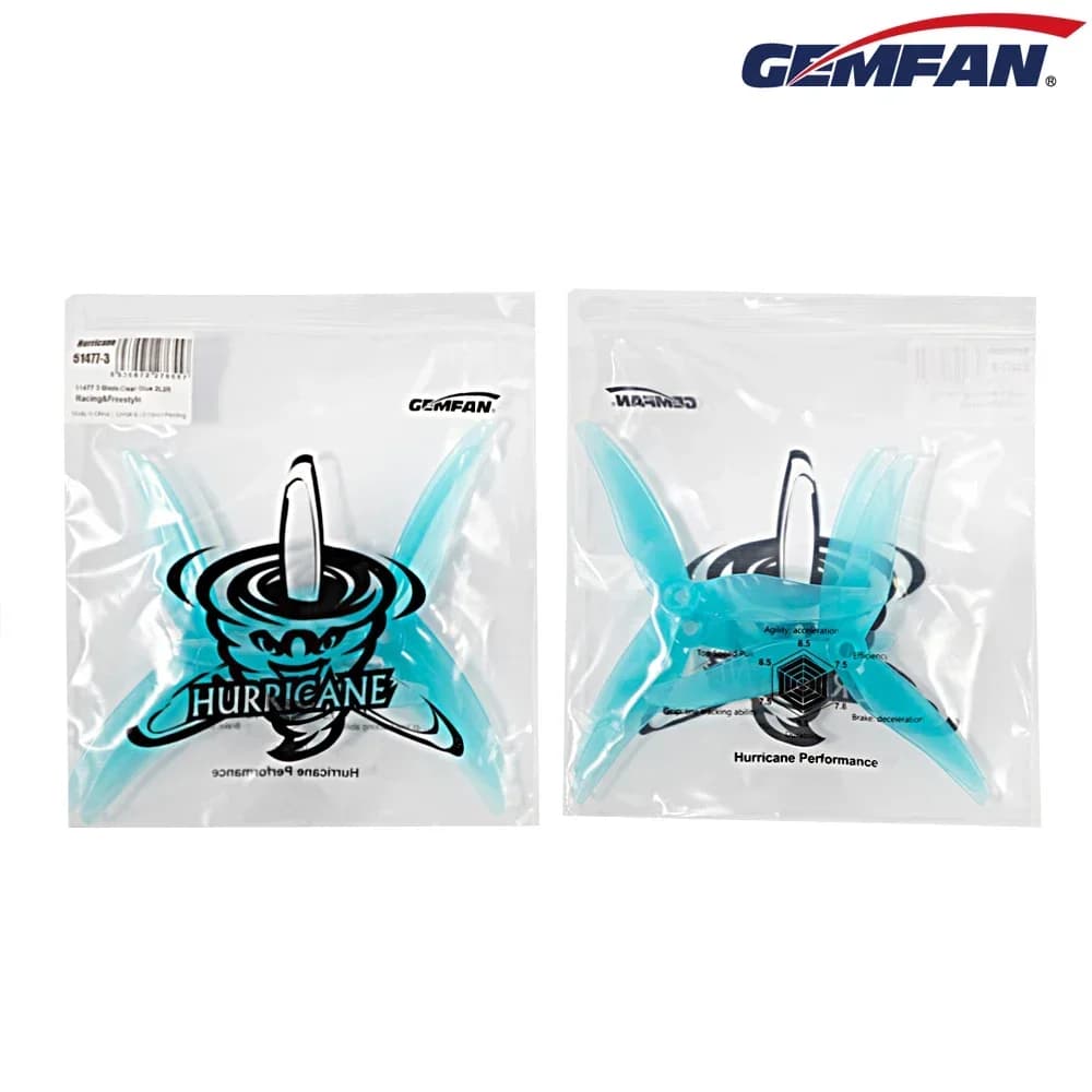 10 pairs (10CW + 10CCW) Gemfan JB Hurricane 51477 helix 3 blade PC (mixed color) for 5 inch RC FPV Freestyle drones DIY parts
