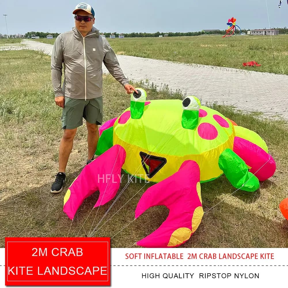 HFLY New Arrival Soft Inflatable 2m Crab Aquilone Line Laundry for Adults High Quality Nylon Landscape Aquiloni Pendant Pendant