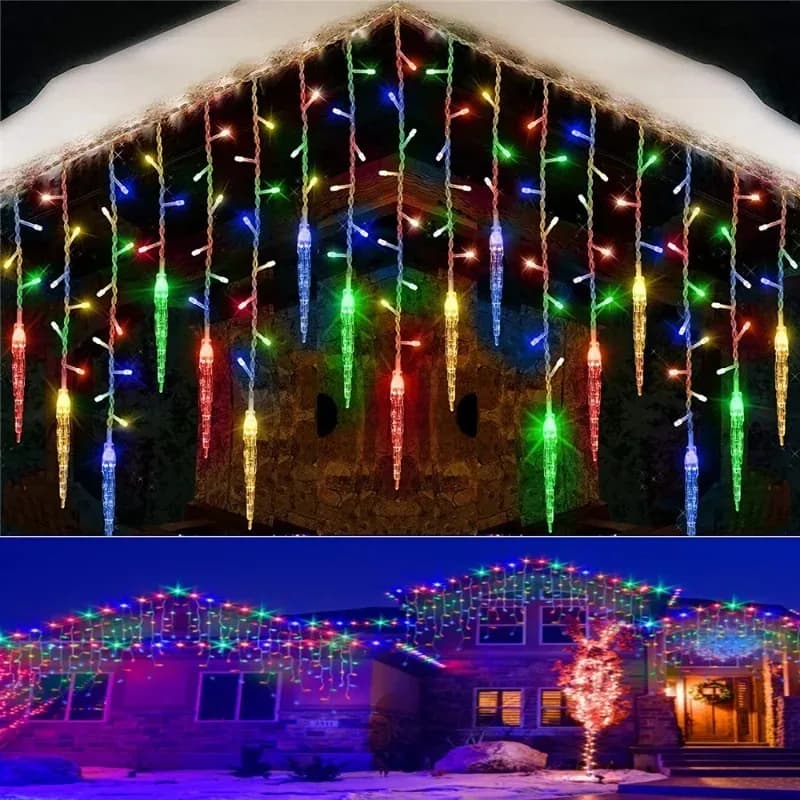 LED Ghirlanda di Natale Stringa di luce Pilastro di ghiaccio Tenda Luce Street Garden Spina standard americana UE Navidad