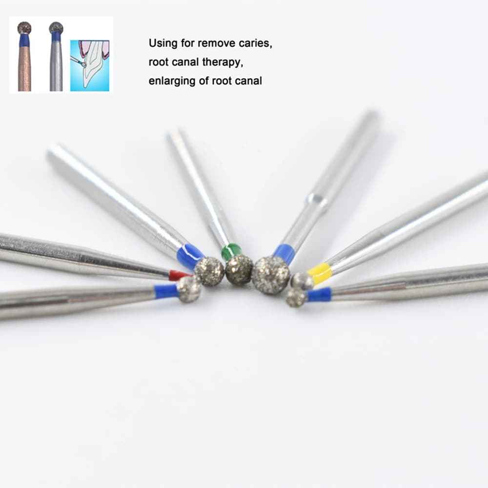 JNSUR 10 pz/lotto BR Forma Rotonda Dentale Frese Diamantate Punte Manipolo Ad Alta Velocità Sbiancamento Dei Denti FG Diametro 1.6 MILLIMETRI Odontoiatria Materiali