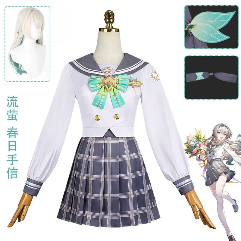 Available Firefly Cosplay Cosplay Wig Honkai Star Rail Anime Game Hsr Cosplay Jk Uniform Halloween Party Dresses for Women
