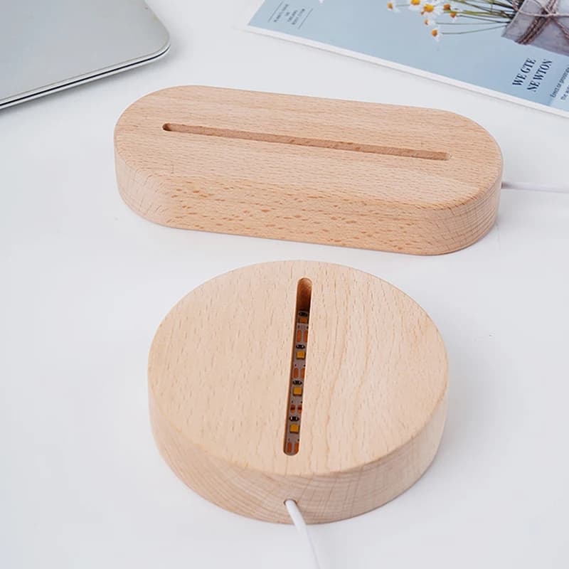 Base per esposizione di luci a LED in legno rettangolare Supporto per lampada in plexiglass 3D con cavo USB per luci notturne in acrilico Arte in resina fai da te