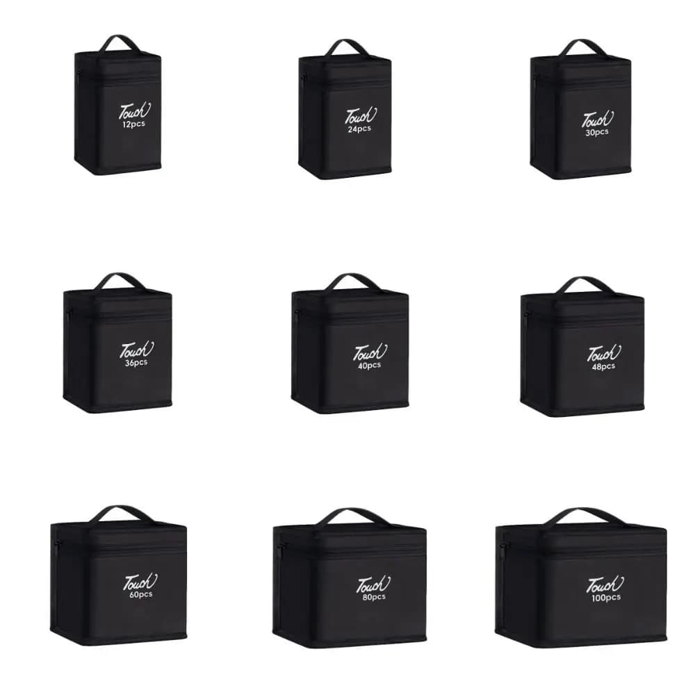 Borsa portaoggetti per pennarelli di colore nero 12-168 Conteggio Chiusura con cerniera Pennarelli artistici Organizzatore Materiale in tela stile borsa