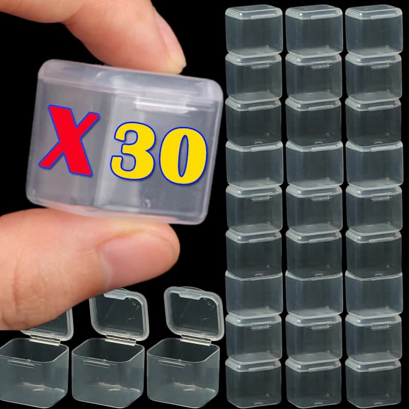 Mini transparent case box Transparent beads Jewelry container Square plastic case with do-it-your buttons Pack for nail art Portable Organizer