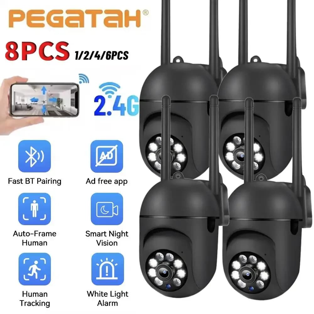 2.4G 8MP Nero Telecamere Wifi Video Sorveglianza IP Protezione di sicurezza esterna Monitor 5.0X Zoom Home Track Allarme O-Kam pro APP