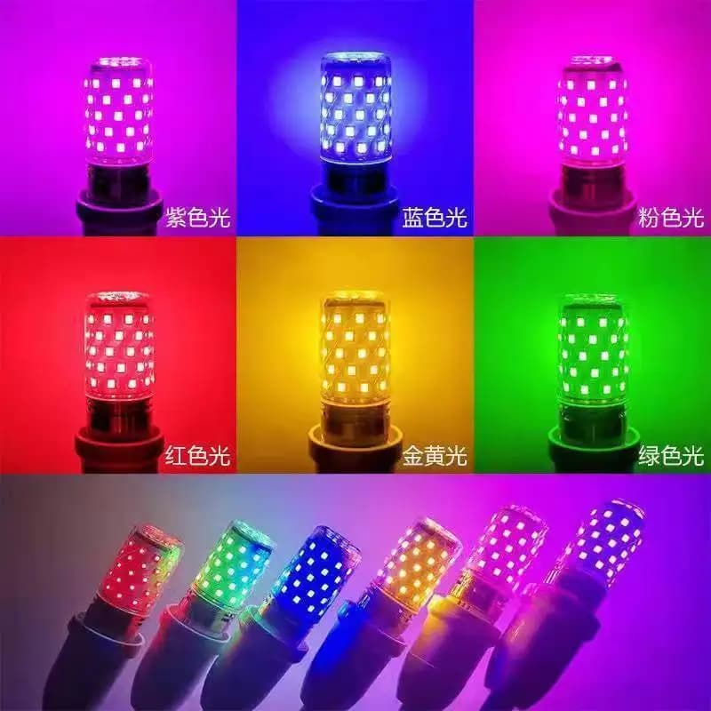 LED 12W 16W lampadina colore testa calva forte luce di mais candela rosso blu verde rosa giallo viola risparmio energetico RGB colorato