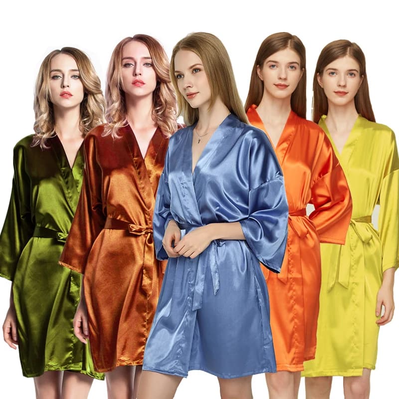 Bridal Dresses Bridesmaid Dress Silk Dress Bridal Dress Satin Bridal Dress Women's Bridal Dress Bathrobe Night Watch Solid Size Belt