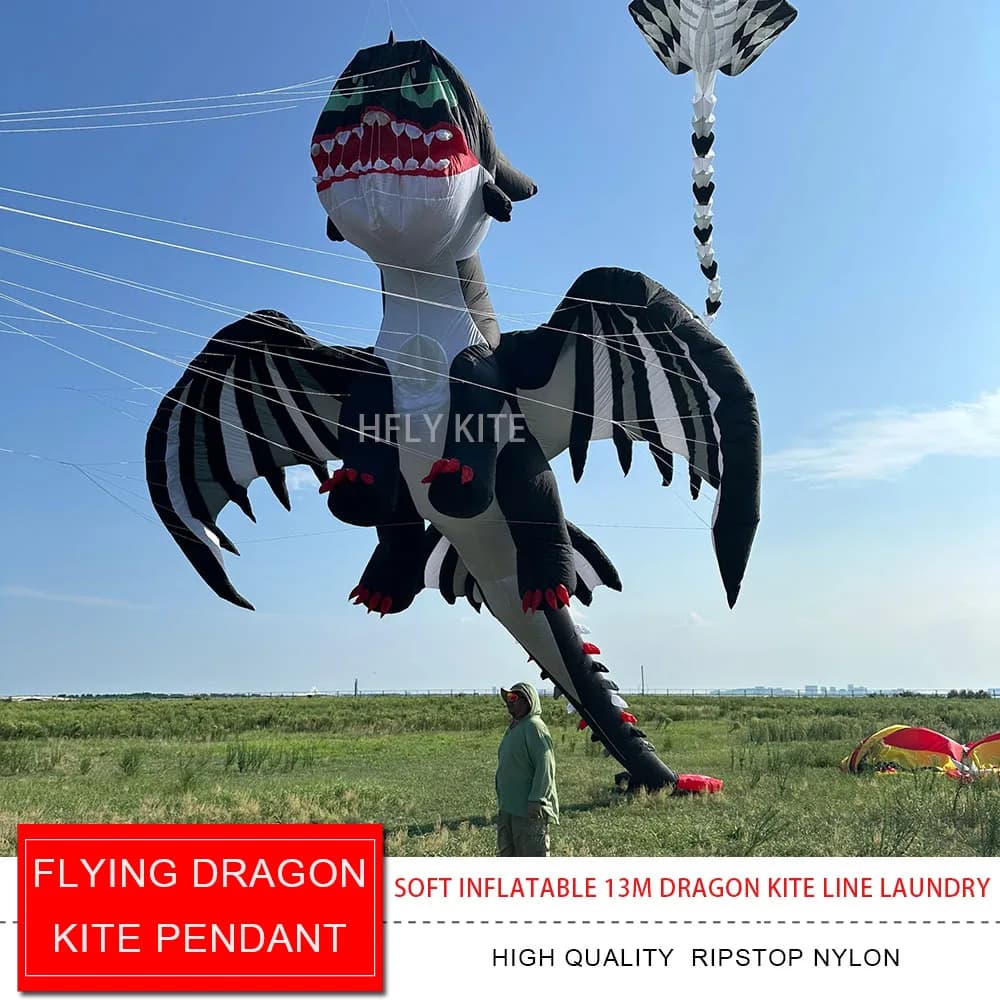 Nuovo arriva gigante morbido gonfiabile Flying Dragon Kite Line lavanderia per adulti di alta qualità Ripstop Nylon Show Dragon Kite Pendant