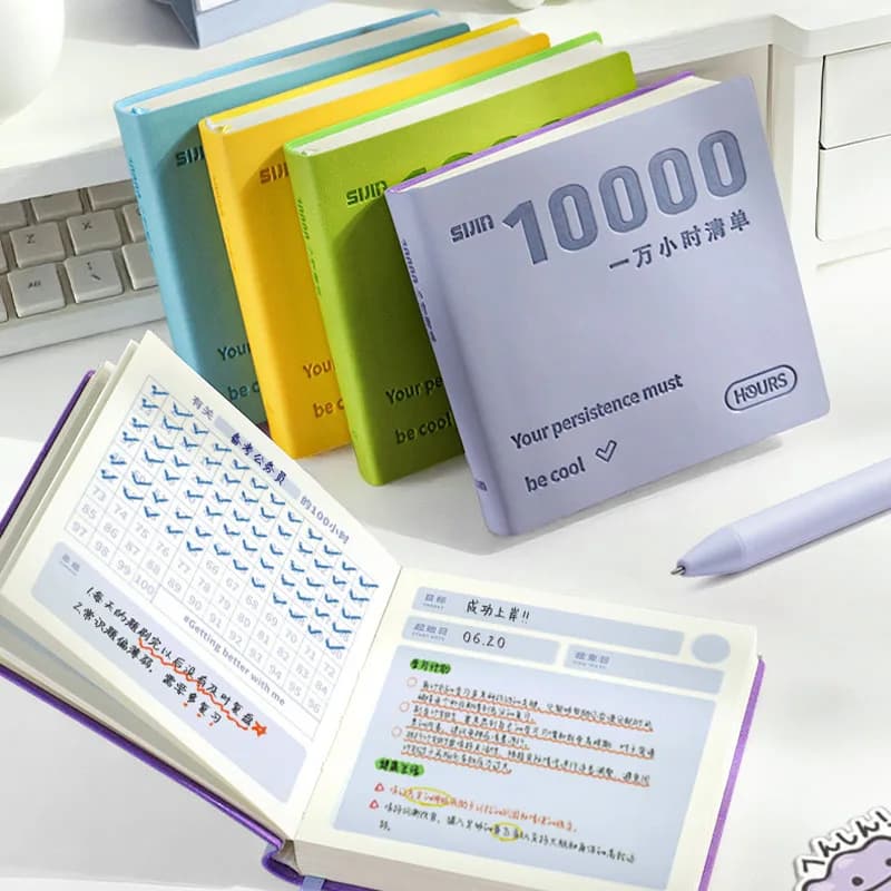10000 Hours Planner Notebook Leather Cover Daily To Do List Self Discipline Habit Tracker Journal for Student Exam Study