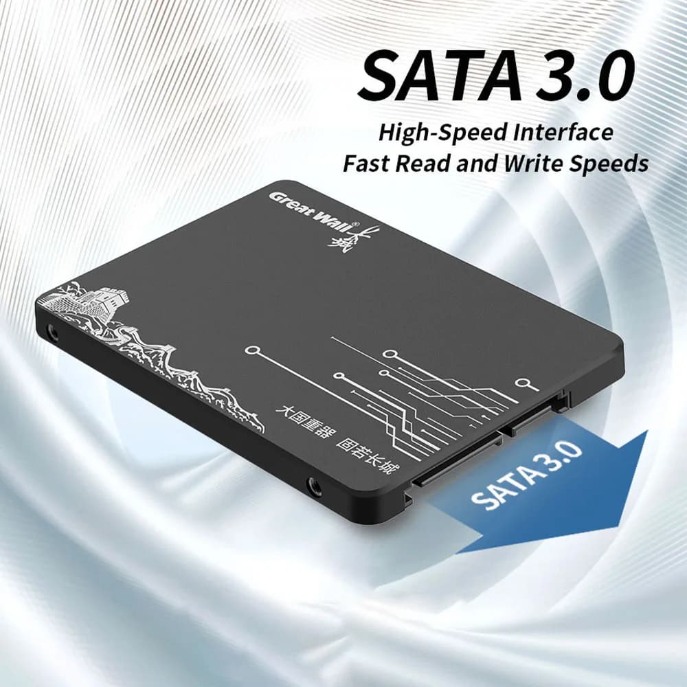 SSD SATA 2.5" Great Wall, Disco Rigido Interno da 128GB 256GB 512GB 1TB 2TB 4TB, Unità a Stato Solido per Laptop e PC, Garanzia di 3 Anni