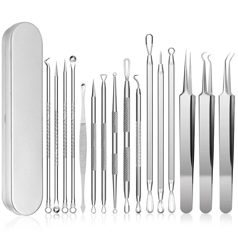 4-5pcs Acne Ago Pinzette per punti neri Aghi per rimozione punti neri Pulito Viso Cura della pelle Ago detergente Strumento per la rimozione delle imperfezioni LB20