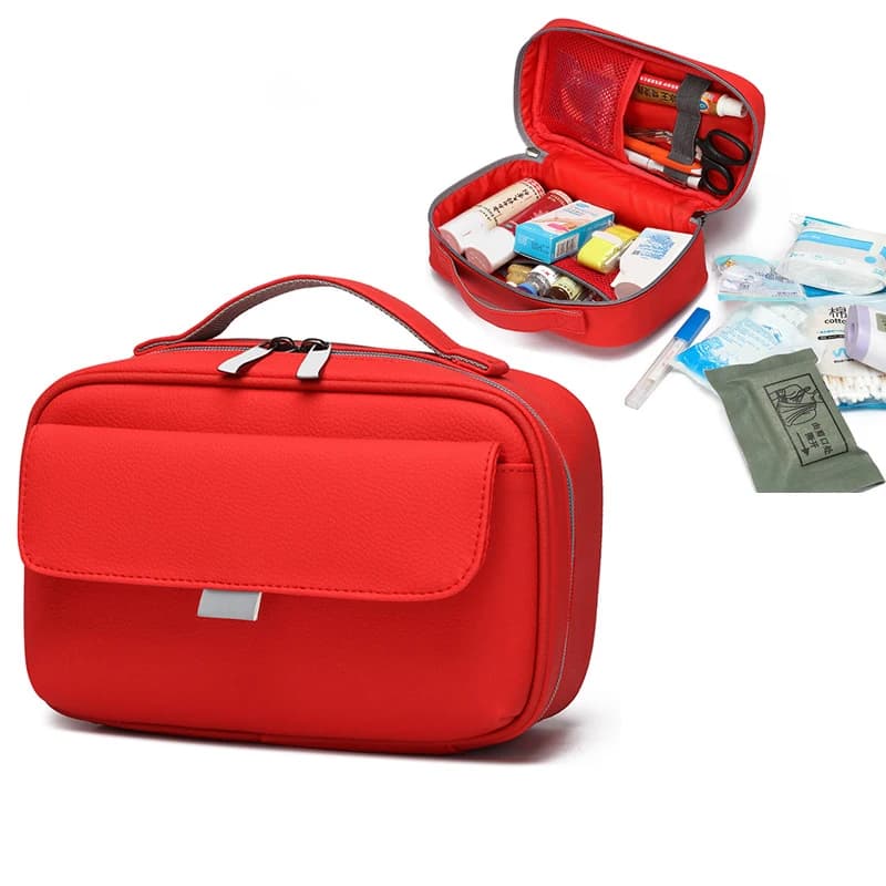 Nuova borsa per kit di pronto soccorso da viaggio Kit di pronto soccorso portatile per uso domestico in PU Borsa per organizer per medicinali di grande capacità Borsa di emergenza