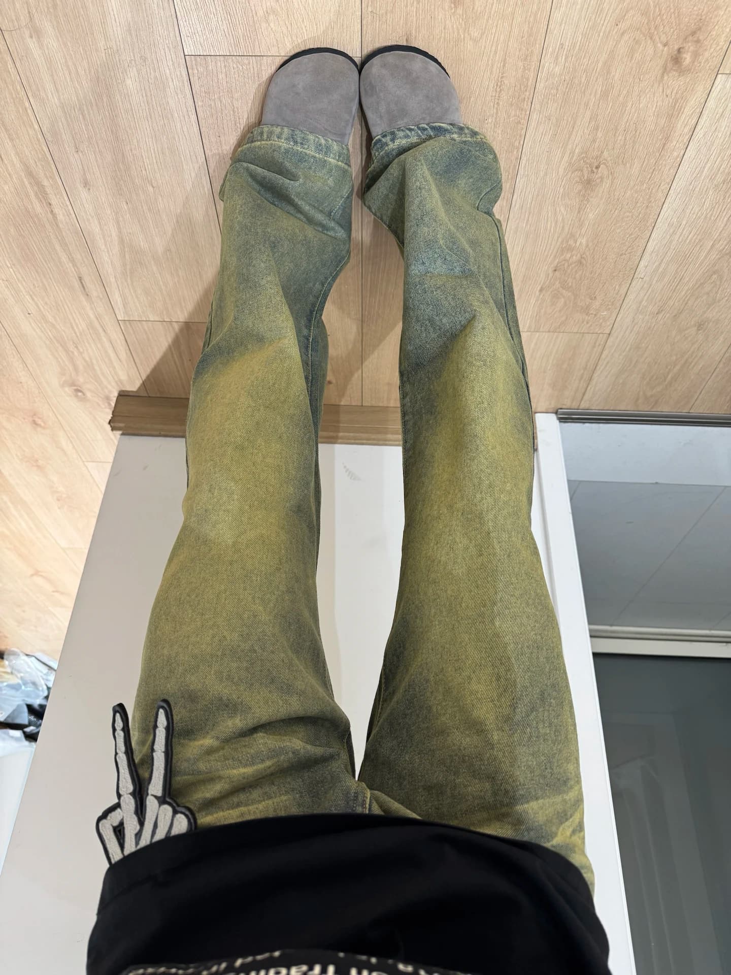 Jeans a Zampa Blu Retro da Uomo, Jeans a Gamba Dritta, American Style CleanFit extending the Legs, Jeans Random for the Autumn Season