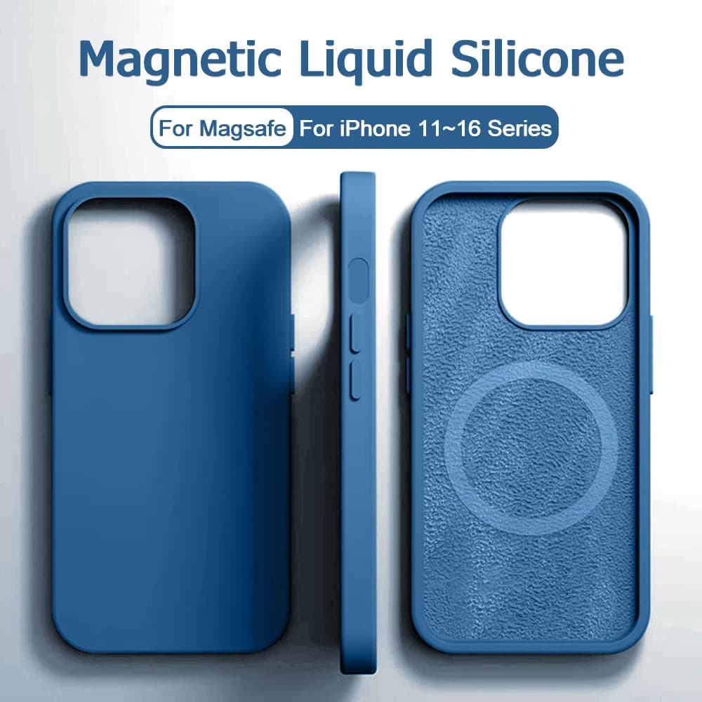 Original Magnetic Liquid Silicone Shock Case for iPhone 16 11 12 14 13 15 Pro Max 16 Plus for MagSafe Wireless Charging Cover