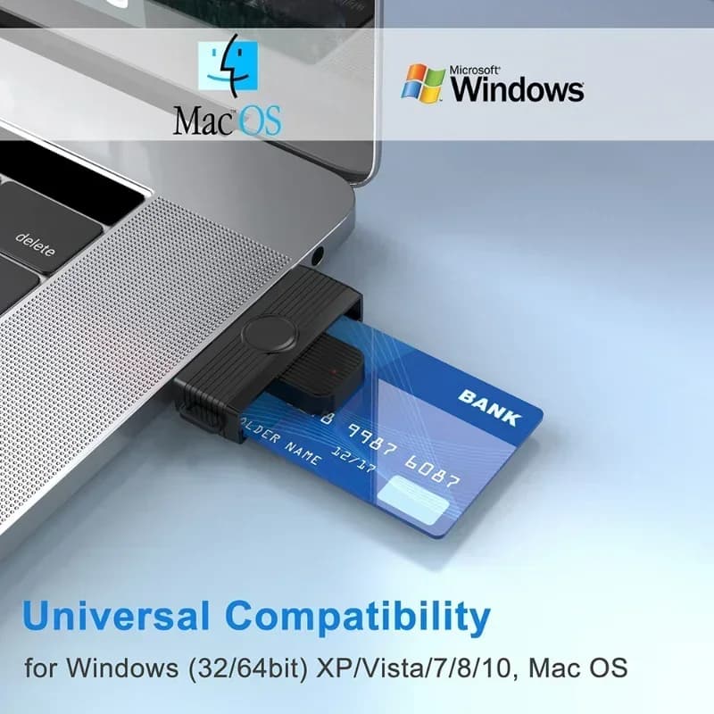 Lettore di smart card USB tipo C Memoria ID Bank EMV Elettronico DNIE Dni Citizen Sim Cloner Adattatore connettore per cavi Mac OS