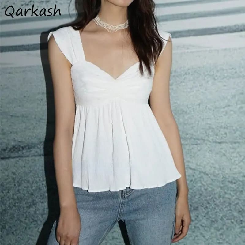 Women's Sleeveless Shirts Short Sleeveless Dresses Hotsweet Slim Sexy Kawaii Basic Summer Fashion Korean Simple Tempering Pure Chic