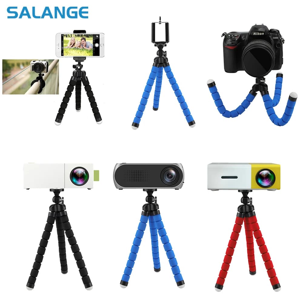 Mini treppiede per fotocamera per proiettore IPhone Samsung Tripe Holder Clip flessibile spugna staffa per polpo supporto pieghevole per telefono cellulare