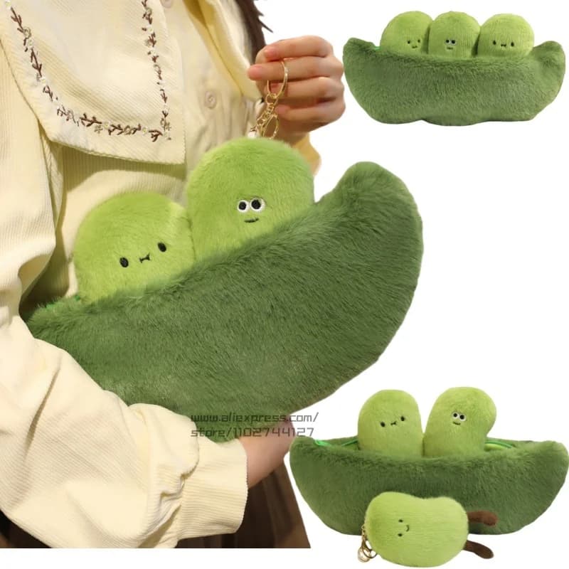Simpatico bambino verde soia peluche pianta in capsule di fagioli 3 mini fagioli verdure abbraccio cuscino per bambini regalo di compleanno