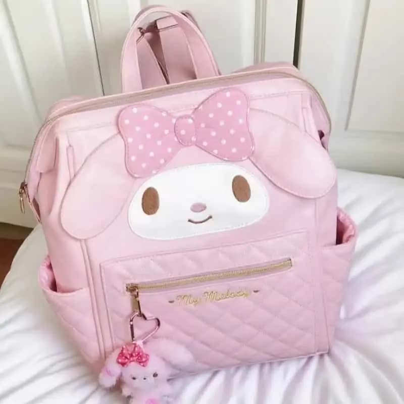 Sanrio My Melody Large Capacity Japanese college cartoon backpack New PU Lolita Bow School bag for girls Gifts