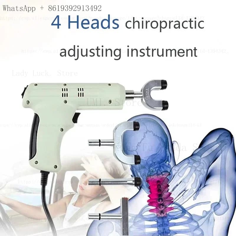 New 4 Head Chiropractic Tool, Electric Gun for Correction, Vertebral Column Impulse Regulator, Massager Activator