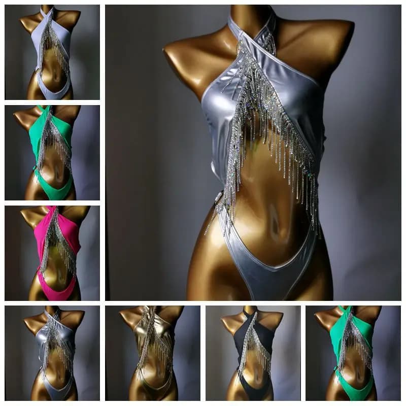 Gioielli per il corpo Reggiseno sexy Catena Nappa Costume da bagno Party Club Danza Accessorio per il corpo Attraente catena per il petto Accessorio per biancheria intima da donna