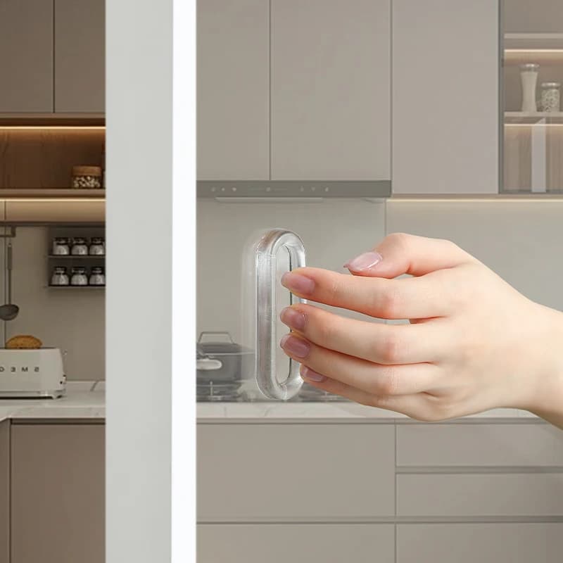 Maniglia per porta scorrevole autoadesiva da 4 pezzi Maniglia per porta in plastica trasparente morbida PU Maniglia per cassetto per porta scorrevole in vetro per armadio da cucina