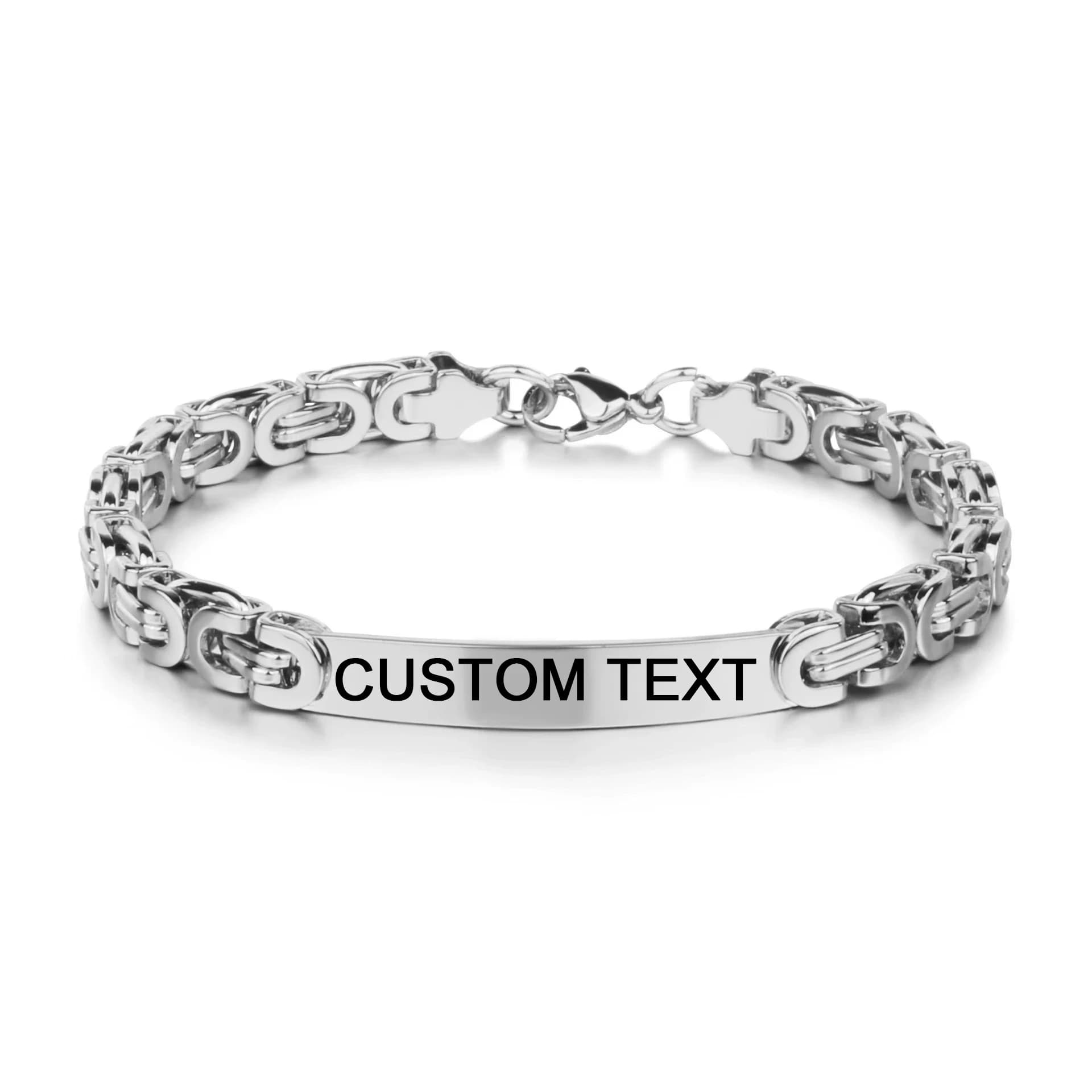 Bracciale in acciaio inossidabile da uomo con testo con nome personalizzato punk per donna Braccialetti con logo con incisione liscia Gioielli regalo