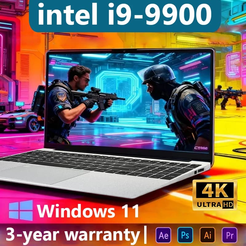 NUOVO Laptop Portatile da 15.6 Pollici con Intel Core i9 9900, Windows 11, Notebook da Gaming, PC Gamer, RAM 16GB, SSD 2TB, 1920*1080 HD 4K
