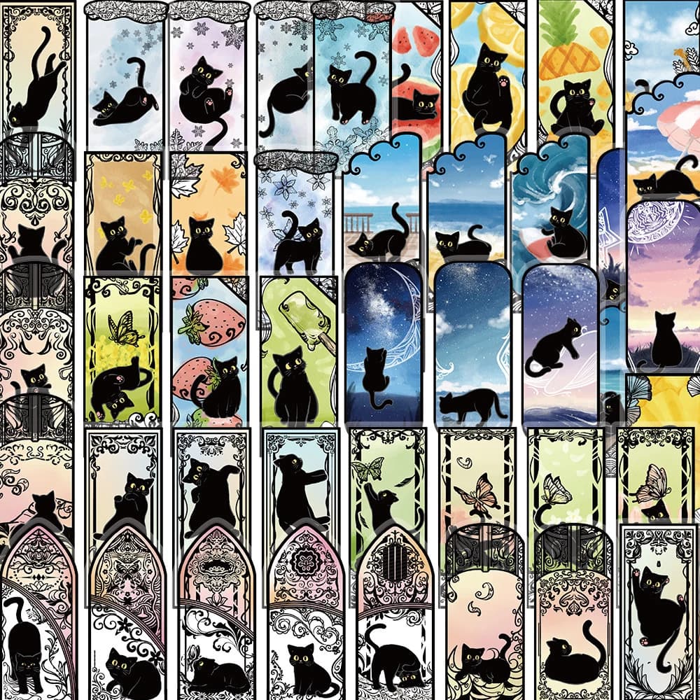 10/30/50pcs Carta dei Tarocchi Trasparente Gatto Nero Adesivi Del Fumetto Materiale PET FAI DA TE Bagagli Del Computer Portatile Del Telefono Gotico Graffiti adesivo giocattoli