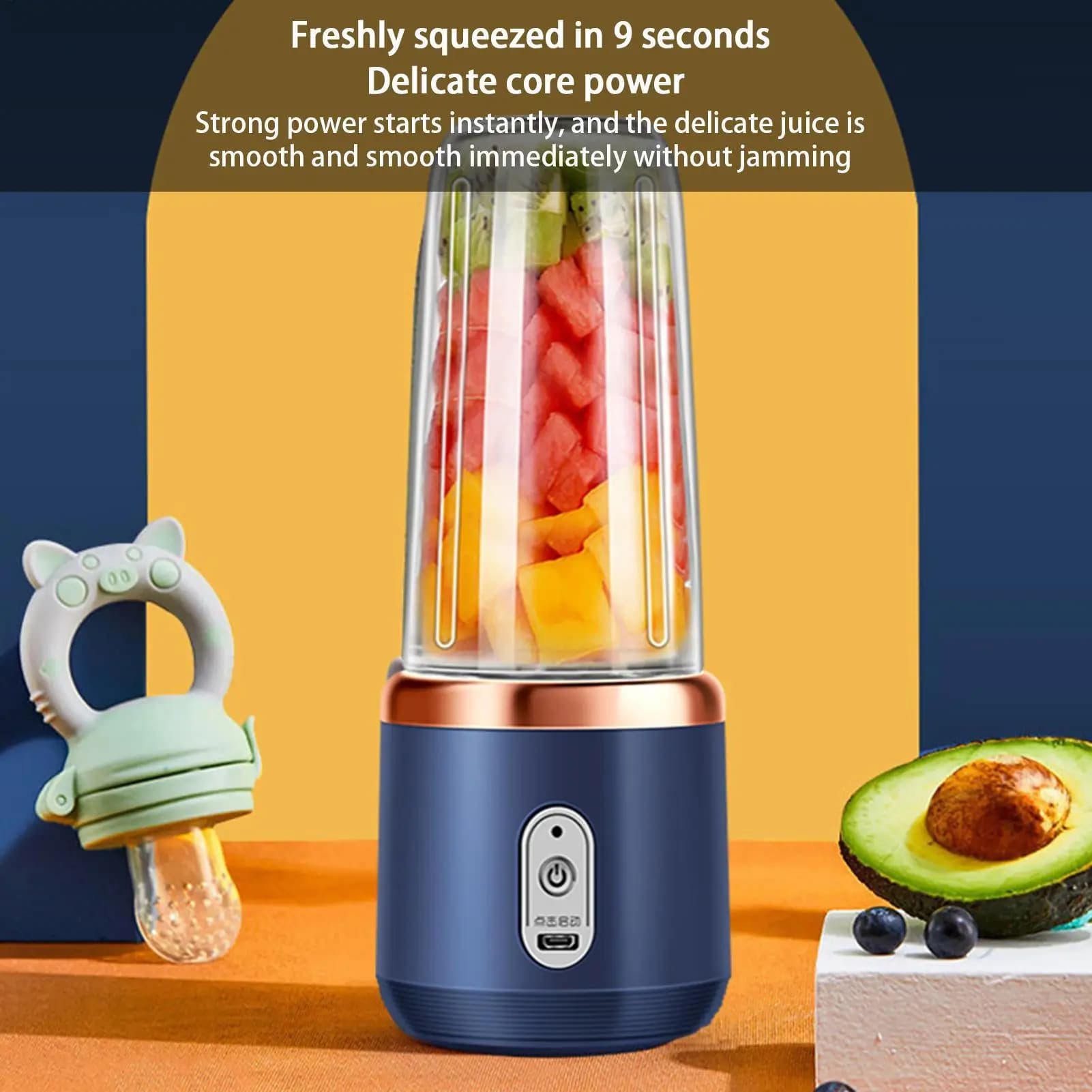 Frullatore Portatile USB Ricaricabile, Tazza per Succhi, Macchina per Frullati Personale per Palestra, Ufficio, Appartamento, Viaggio