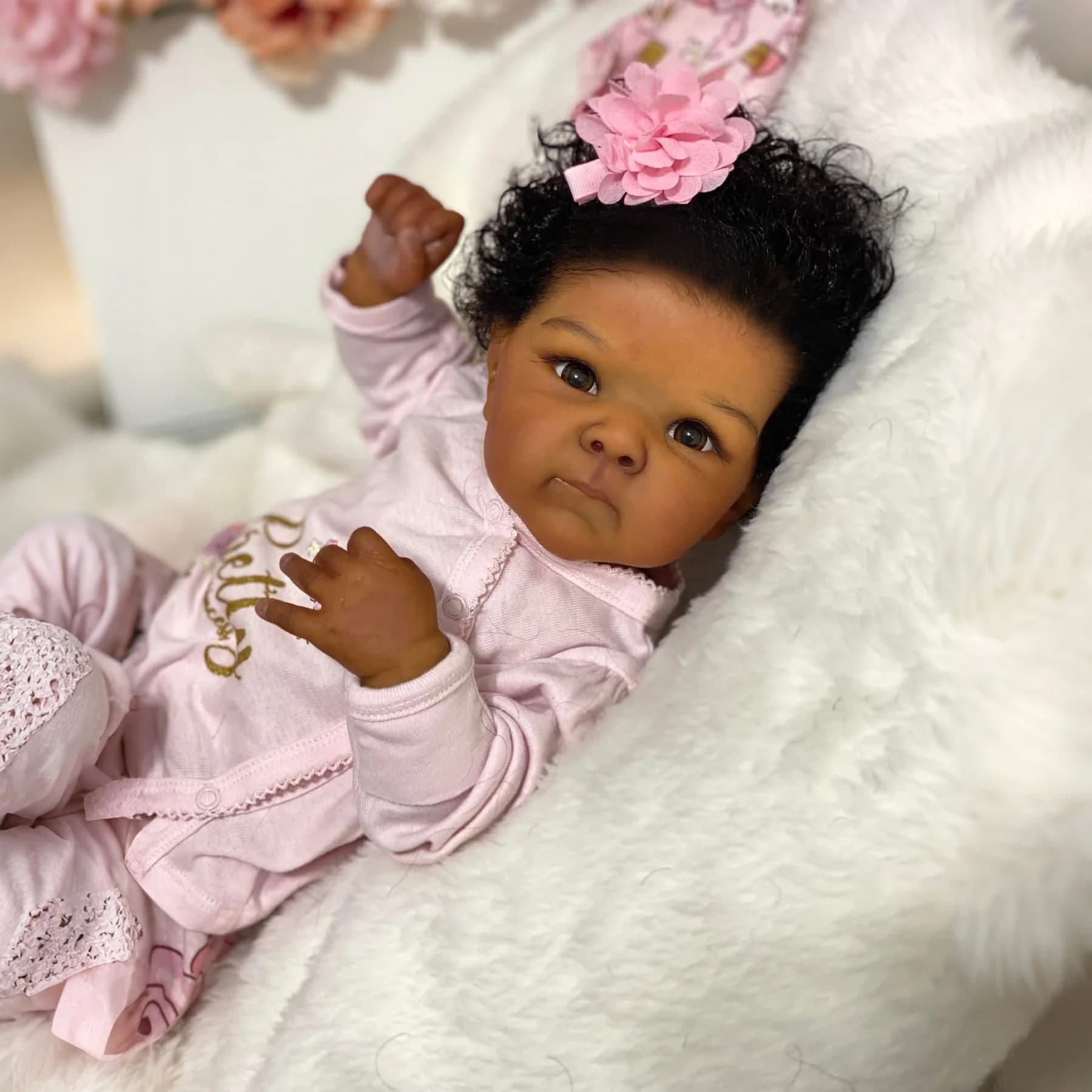 NPK 18 pollici Pelle Scura Bettie Neonato Reborn Baby Doll Realistico Corpo Morbido Coccole Strati Multipli Pittura 3D