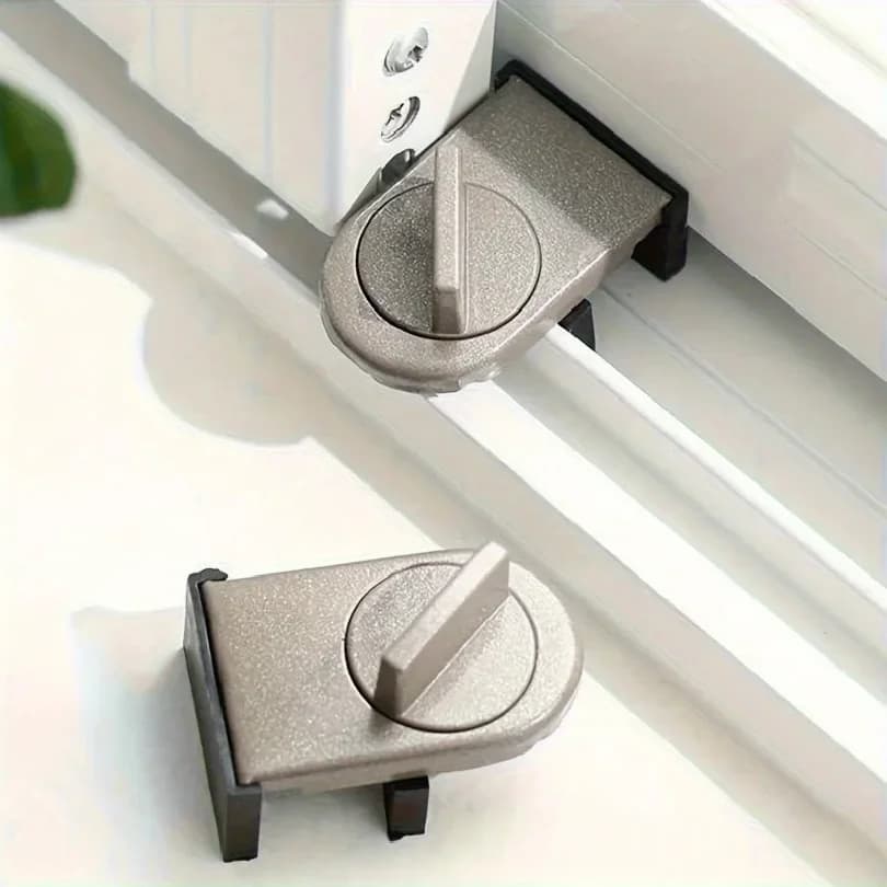 Blocco per Porta Scorrevole Senza Foratura, Limitatore di Sicurezza per Finestre, Ferma Finestra, Antifurto per Armadietti, Protezione per Finestre e Porte di Casa