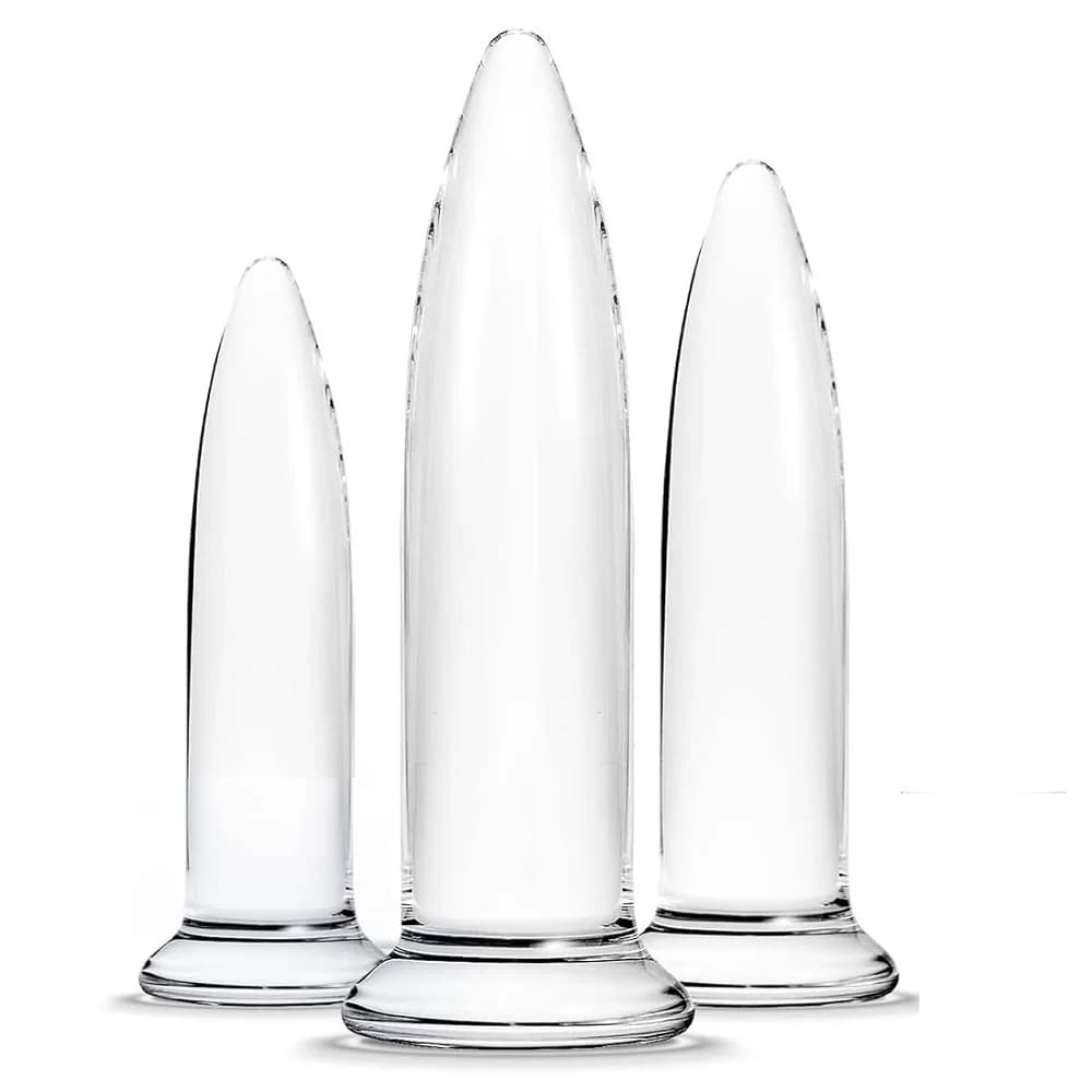 Set di Dilatatori Anali in Vetro, Plug Anale, Dildo per Piacere, Plug in Vetro per Punto G, Dildo a Doppia Estremità, Massaggiatore Prostatico, Giocattolo Sessuale per Donne e Uomini