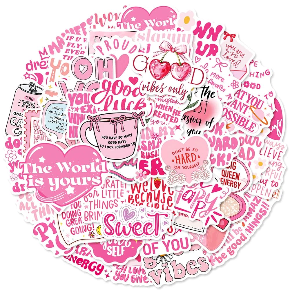 10/30/50pcs Rosa Citazione Ispiratrice Adesivi Del Fumetto Frase Motivazionale Decalcomanie Giocattoli Graffiti Notebook Laptop Telefono Kid adesivo