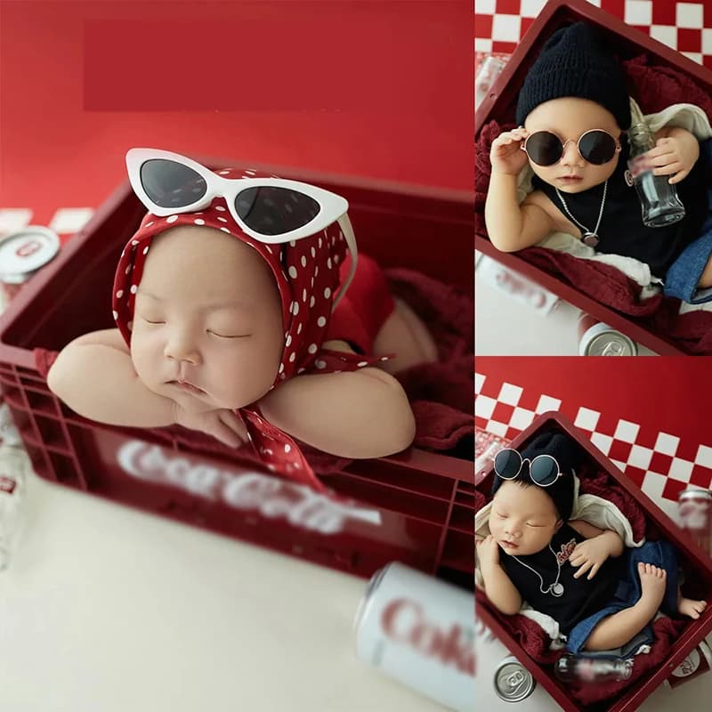 Cool Boy Theme Photo Set Newborn Baby Sunglasses for Girls Bottle for Drinks Photo Theme Set Decorative Tips for Kids Filming