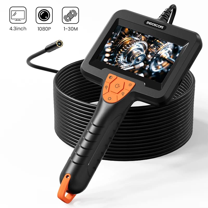 4.3'' Industrial IPS Endoscope with 1080P HD Camera, 8mm Waterproof Sunda, 2600mAh Battery, Auto Inspection Boroscope and Tubing