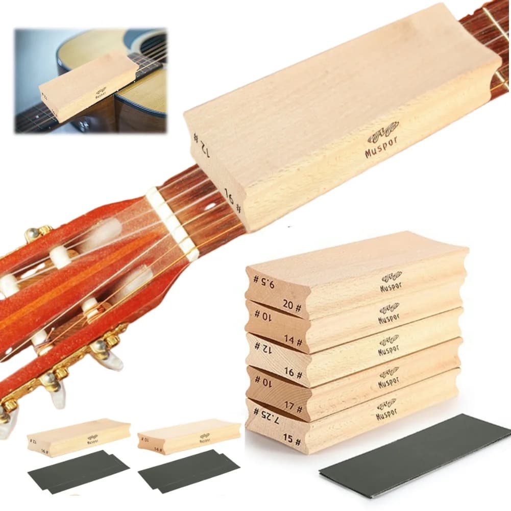 Blocco di levigatura per chitarra Blocchi di levigatura per raggio in legno a doppio scopo Strumento per liutaio per tastiera di livellamento del filo per chitarra basso