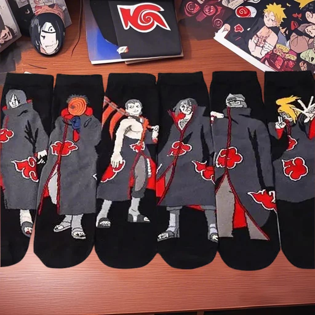 1/6 paia nuovi calzini da uomo moda anime Naruto coppie cosplay calzino personalità Hip Hop Harajuku calzino divertente Hop