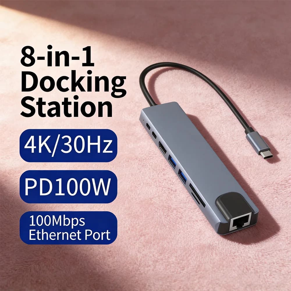 Hub USB-C 7-in-1: Docking Station HDMI 4K + USB 3.0, Ricarica PD 87W, Lettore SD/TF – Compatibile con Laptop/Tablet/Telefono