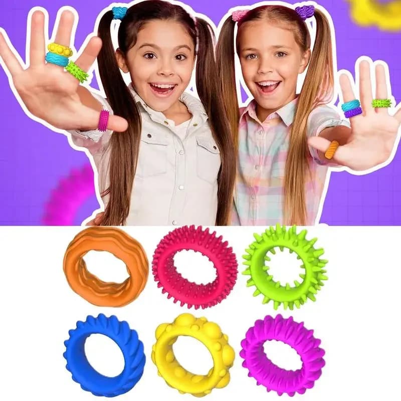 12 pz/set Anelli Sensoriali per I Bambini Alleviare Lo Stress Giocattoli Sensoriali Set Decompressione TPR Bambini Anelli Sensoriali Morbido Alleviare L'ansia