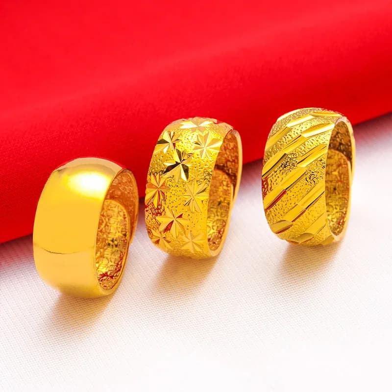 Maschio largo 12mm grande anello apertura regolabile 100% 24K anelli in oro reale placcato 999 18K stelle Meteor Shower Glow gioielli da uomo