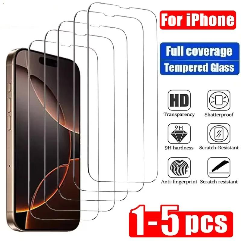 1-5PCS Tempered glass with HD definition for iPhone 17 14 13 12 11 16 15 Pro Max 12 13 X Xs Max XR Glass screen protection