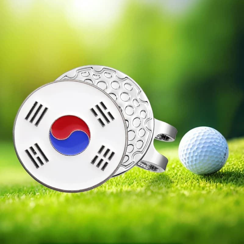 Pennarello per pallina da Golf con motivo a bandiera coreana Clip per cappello magnetico facilmente da attaccare accessori per Clip per berretto da Golf regalo di gioielli per amante del Golf