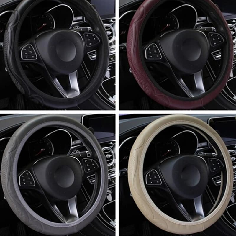For 37-38cm Of Automotive Supplies PU Carbon Fiber Leather Car Steering Wheel Cover Without Inner Ring Suitable