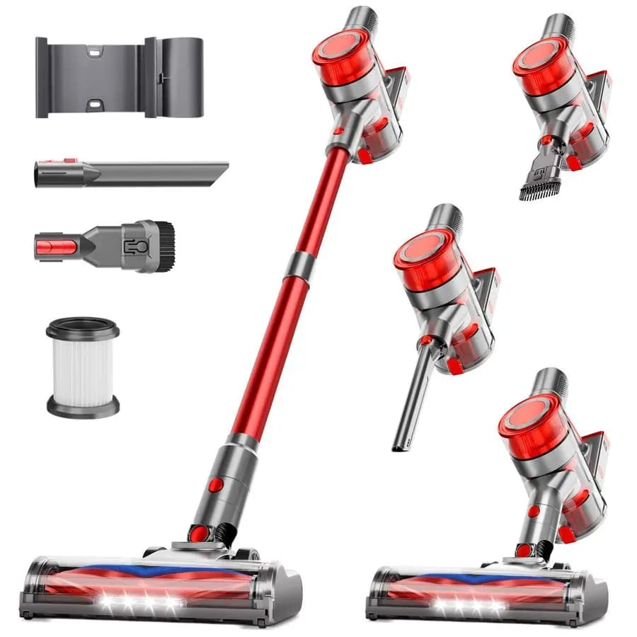 Vacuum cleaner, powerful stick vacuum cleaner for home with rechargeable battery, lightweight portable vacuum cleaner 6 in 1, 45 minutes autonomy