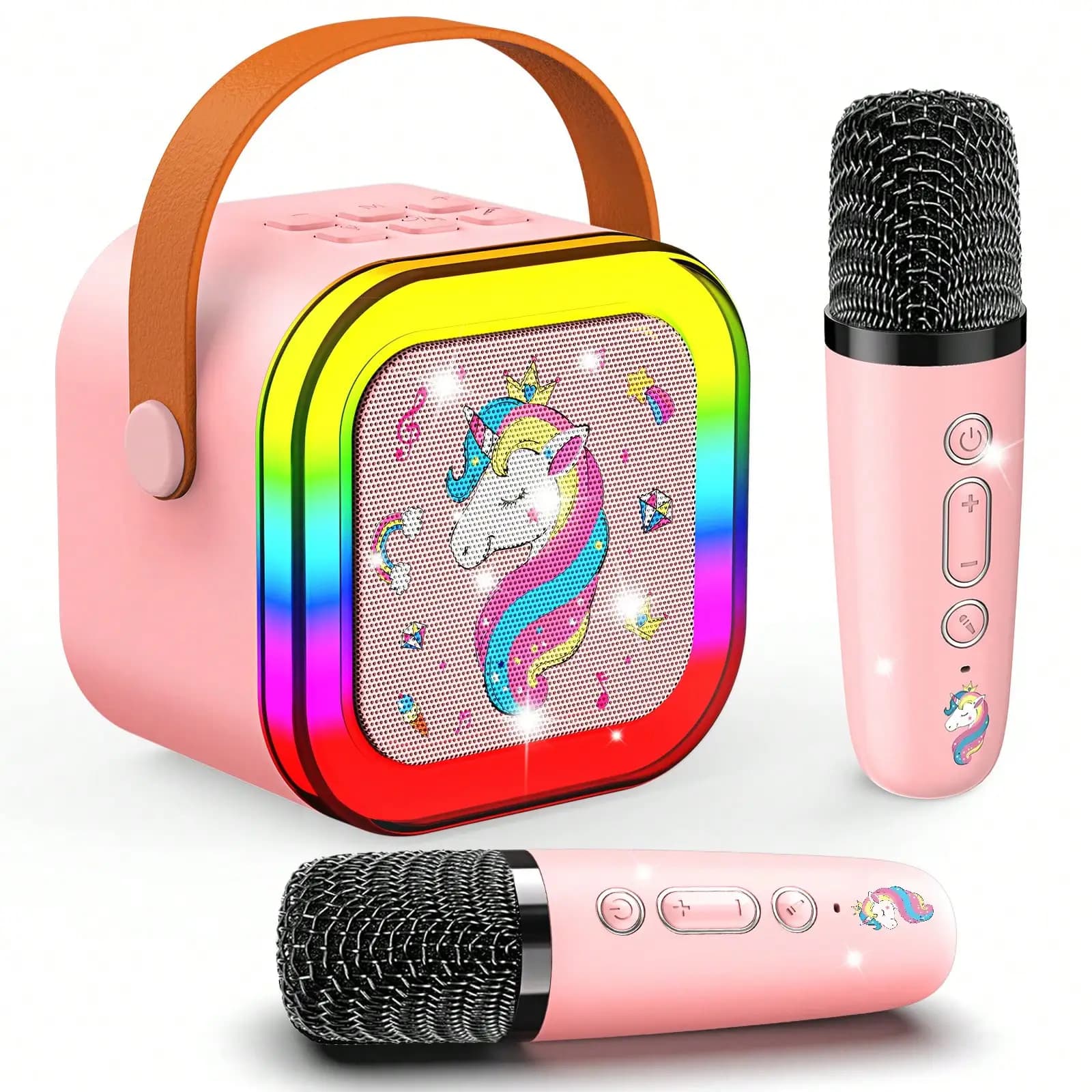 Karaoke Machine For Children With 2 Microphones - Wireless Bluetooth Speaker & Unicorn Gifts For Girls, Perfect Back To School Toys & Birthday Presents For 6-12 Year Old Girls, Microphone For Children's Toys
