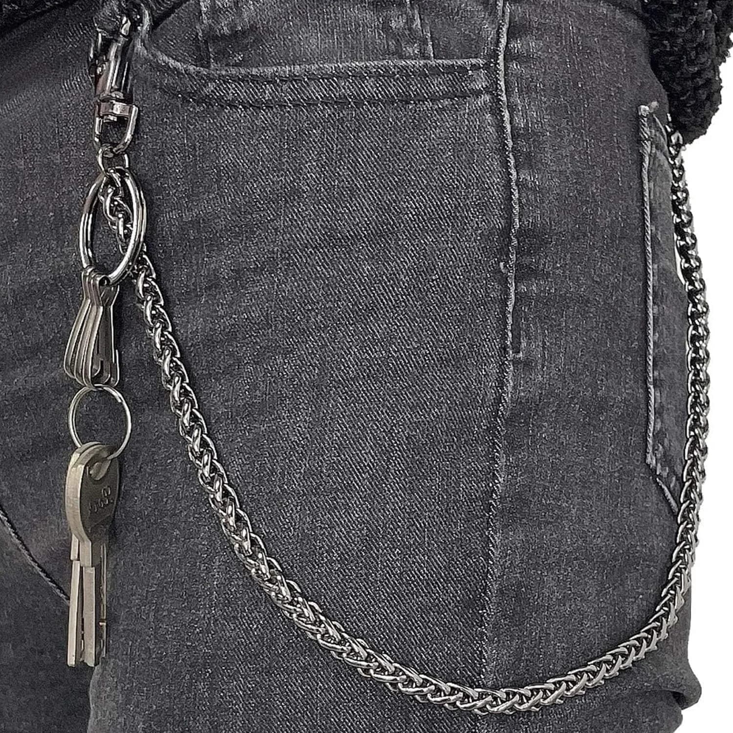 Catena portafoglio Uomo Donna Pantaloni Hip Hop Catena Cintura Catena Portachiavi Catena da tasca Catena a chiglia per pantaloni stile moto Jeans
