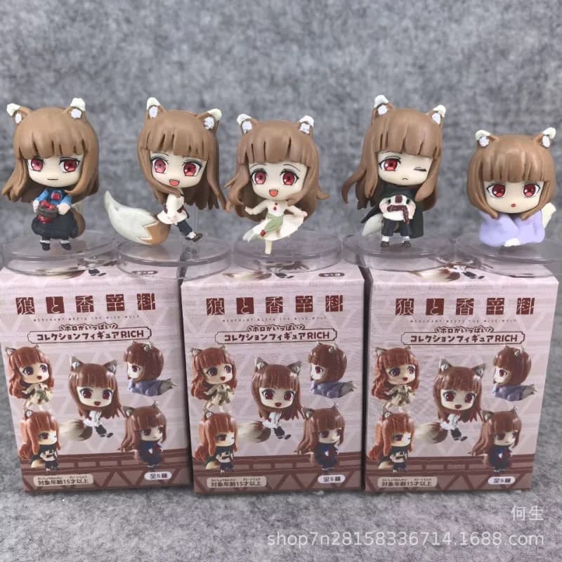 5 pz/set Spice and Wolf Holo Bella Ragazza Serie Cieca Scatola Giocattoli Anime Figura Regali della Bambola Giocattoli Raccogliere Ornamenti