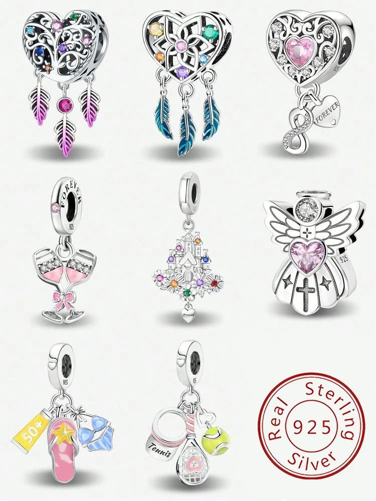 925 Sterling Silver Toothbrush Slippers Dreamcatcher Charms Beads Fit Original Bracelet Bangle DIY Jewelry For Womens