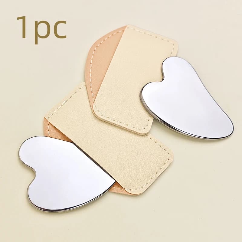 Raschietto per fondotinta facciale portatile e pratico in acciaio inossidabile a forma di cuore da 1 pezzo per la rimozione del trucco